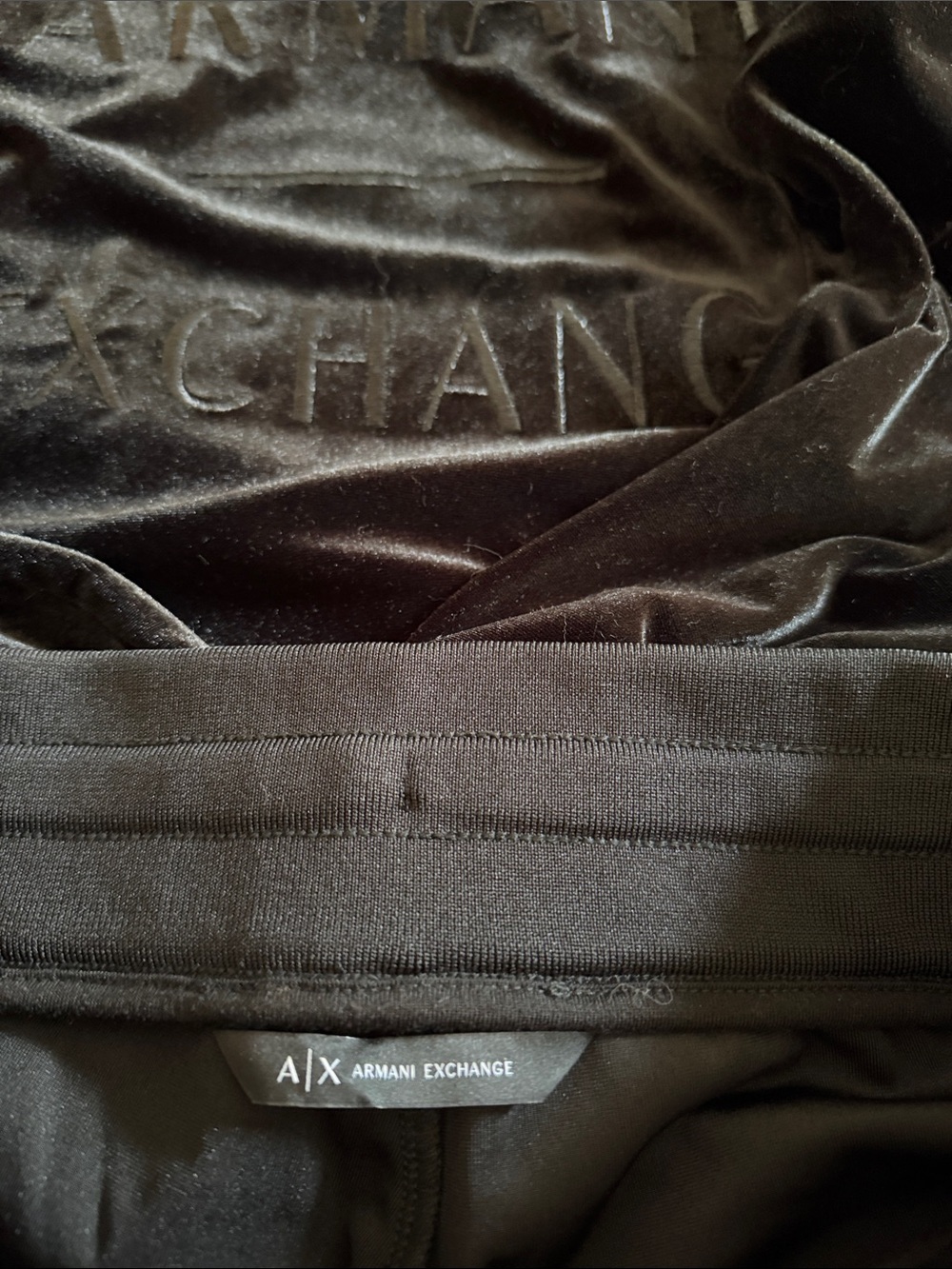 Armani Exchange Black Velour Jogger Set - Logo Detail - Picture 3 of 4